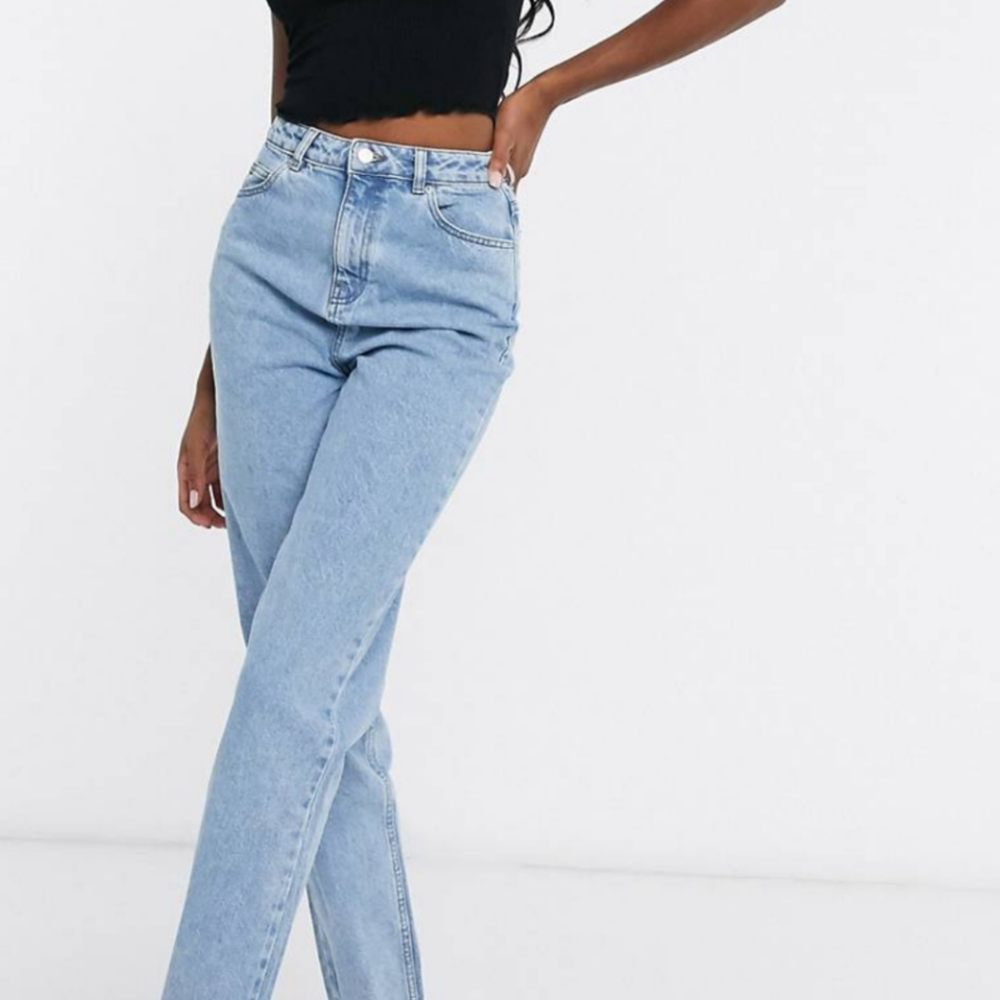 Women's jeans with long legs mom jeans light blue